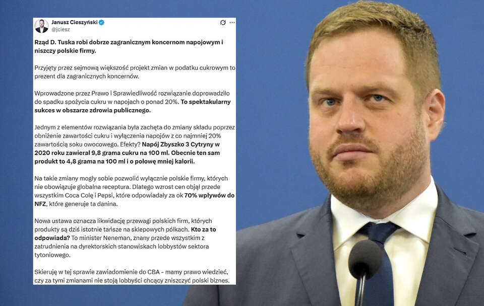 Cieszyński: Rząd Tuska robi dobrze zagranicznym koncernom