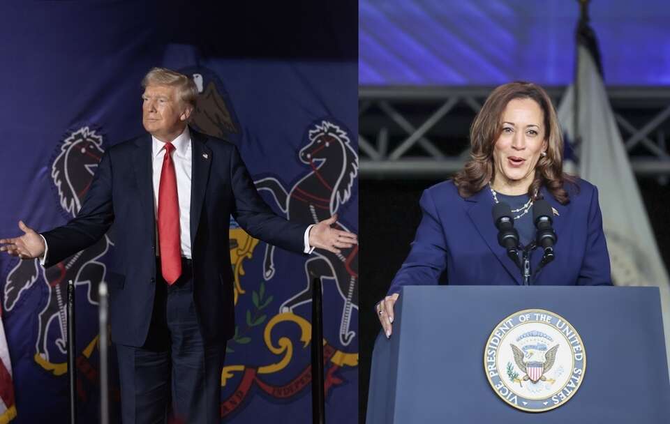 Donald Truma, Kamala Harris / autor: PAP/EPA/MICHAEL REYNOLDS/PAP/EPA/LESLIE PLAZA JOHNSON