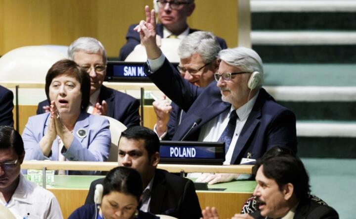 Minister SZ witold waszczykowski po głosowaniu na forum ONZ, fot. PAP/EPA/Justin Lane