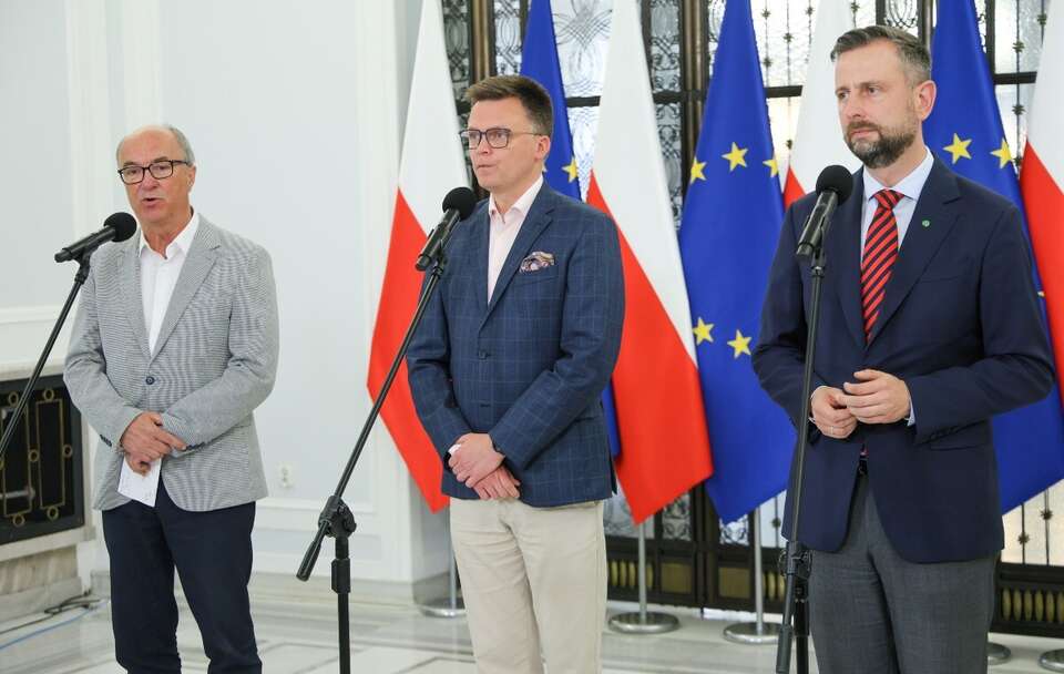 Włodzimierz Czarzasty, Szymon Hołownia, Władysław Kosiniak-Kamysz / autor: PAP/Rafał Guz