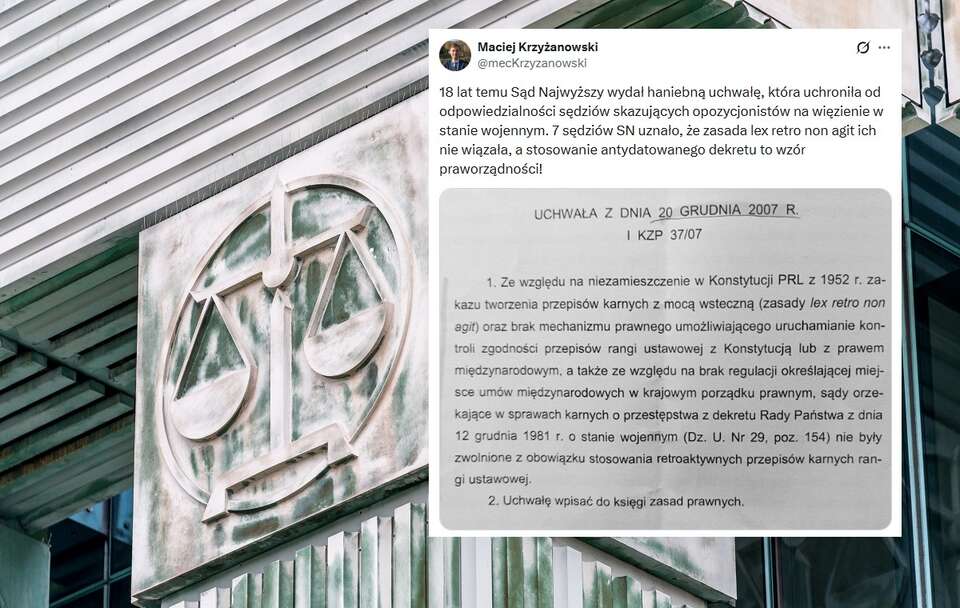 18 lat temu uchroniono sędziów skazujących w stanie wojennym
