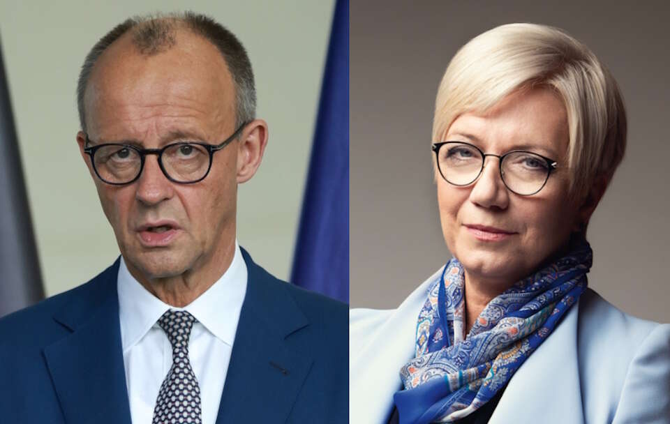 Friedrich Merz, Julia Przyłębska / autor: PAP/EPA/CLEMENS BILAN/Fratria