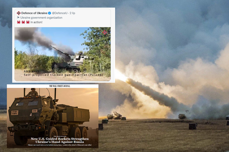 W tle - użycie wyrzutni rakietowych HIMARS / autor: Twitter/Oleksii Reznikov/ Defence of Ukraine/ wsj.com