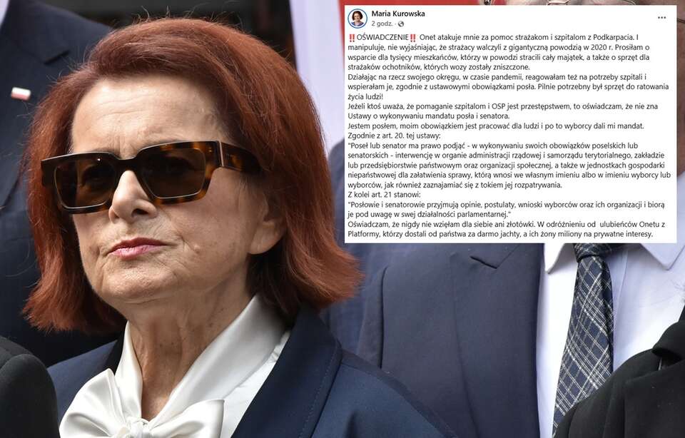 Kurowska: "Onet atakuje mnie za pomoc strażakom i szpitalom"