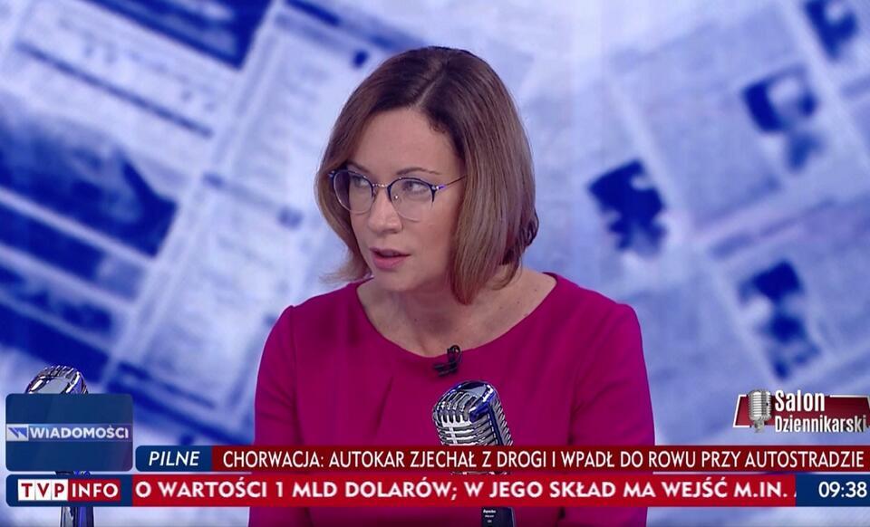Dorota Łosiewicz w "Salonie Dziennikarskim" / autor: Screen TVP Info