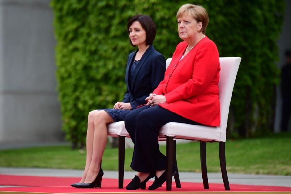Premier Mołdawii Maia Sandu i kanclerz Niemiec Angela Merkel / autor: PAP/EPA/CLEMENS BILAN