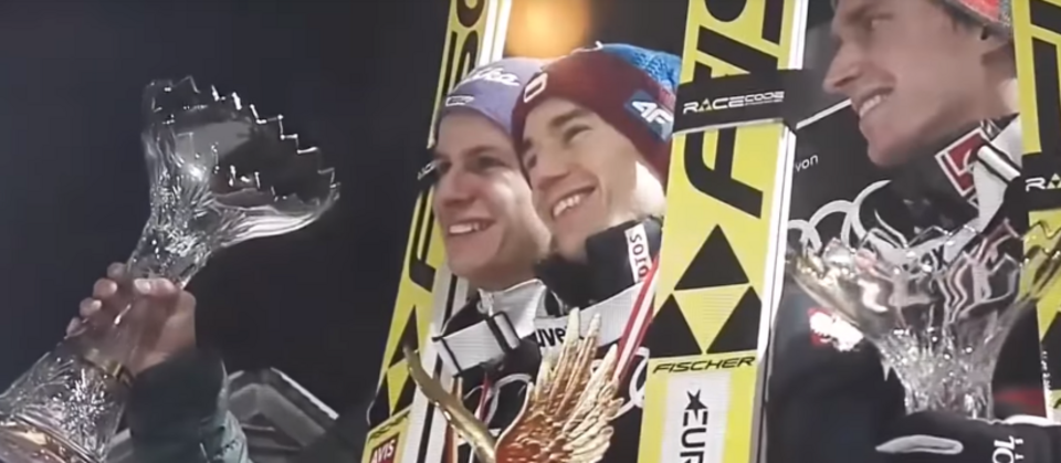 66. TCS wygrał Kamil Stoch przed Andreasem Wellingerem i Andersem Fannemelem / autor: youtube TVP Sport