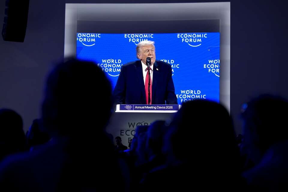 Prezydent Donald Trump przemawia na Światowym Forum Ekonomicznym w Davos. / autor: PAP/EPA