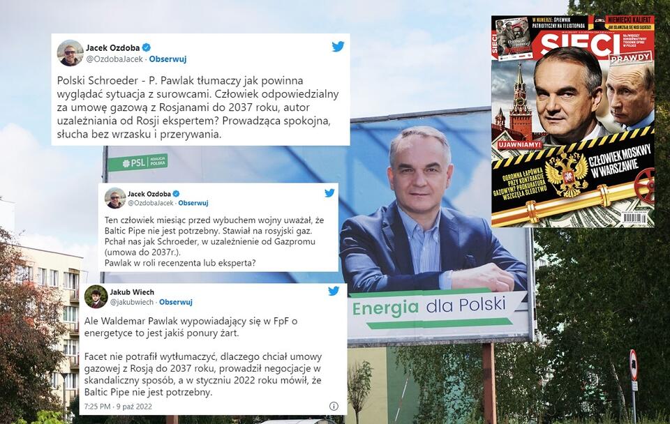 W tle plakat wyborczy Waldemara Pawlaka z 2019 roku / autor: Fratria/Twitter