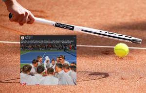 Na zdjęciu tenisista odbija piłkę na korcie oraz wpis Igi Świątek (screen z Fb) / autor: pixabay.com/Fb-Iga Świątek (screen)