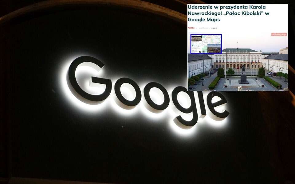 Logo Google oraz artykuł portalu wPolityce / autor: Fratria/wPolityce