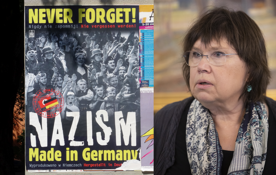 Plakat kampanii "Nazizm jest niemiecki" / Prof. Barbara Engelking / autor: Fratria