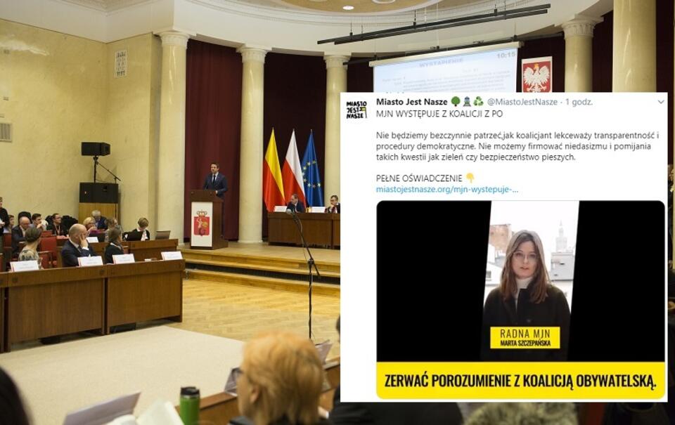Sesja Rady Miasta Warszawy/Twitter / autor: Fratria/Twitter/@MiastoJestNasze