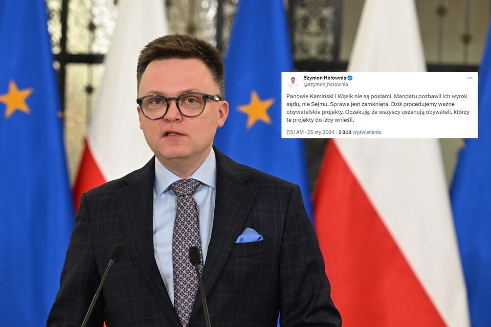 Marszałek Sejmu Szymon Hołownia (Polska 2050 - Trzecia Droga) / autor: PAP/Radek Pietruszka; X