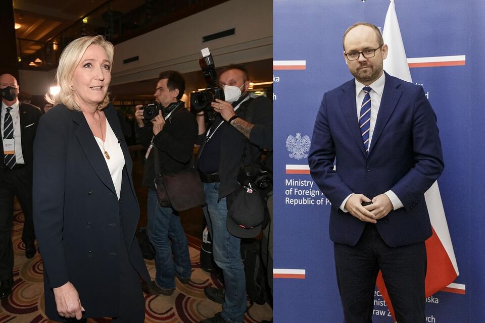 Marine Le Pen, Marcin Przydacz  / autor: 	PAP/Marcin Obara/ gov.pl