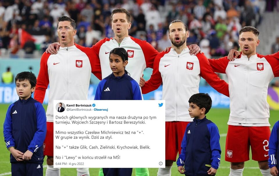 Reprezentacja Polski przed meczem z Francją w 1/8 finału na mundialu w Katarze / autor: PAP/EPA; Twitter/Kamil Bortniczuk