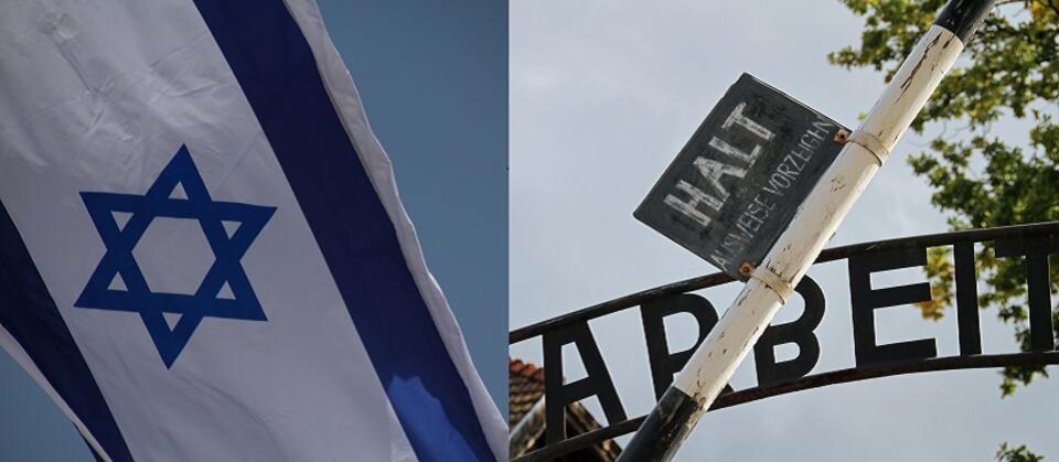 Flaga Izraela; Brama b. niemieckiego obozu Auschwitz / autor: Fratria/Pixabay