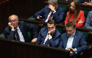 Czerwoni wrócili w przebraniu „demokracji walczącej” / W. Czarzasty, Szłapka, M. Kierwiński  w Sejmie / autor: Fratria