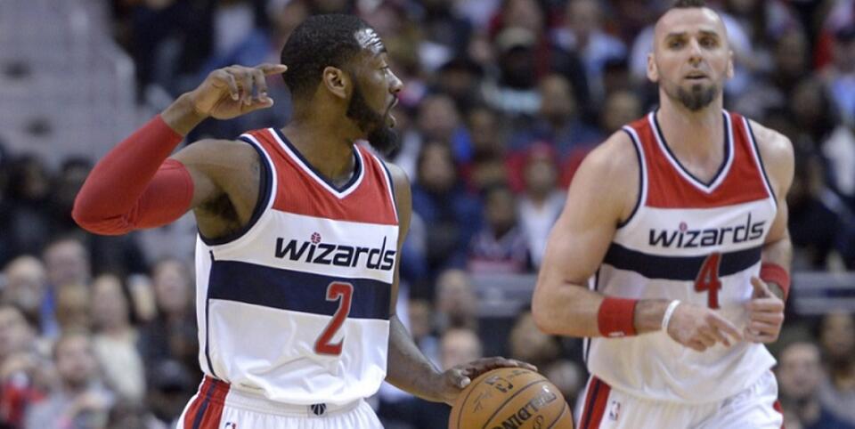 John Wall i Marcin Gortat/ fot. PAP/EPA/SHAWN THEW