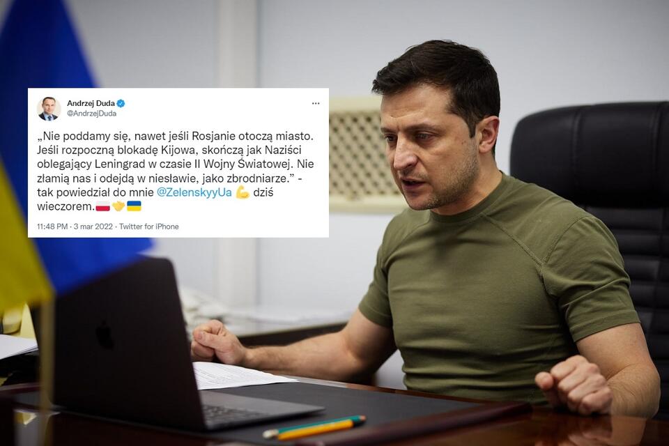 Prezydent Ukrainy Wołodymyr Zełenski / autor: Facebook/Володимир Зеленський; Twitter/Andrzej Duda