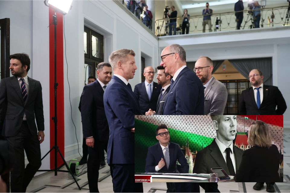 Peter Magyar i Włodzimierz Czarzasty  w polskim Sejmie  / autor: PAP/Leszek Szymański
