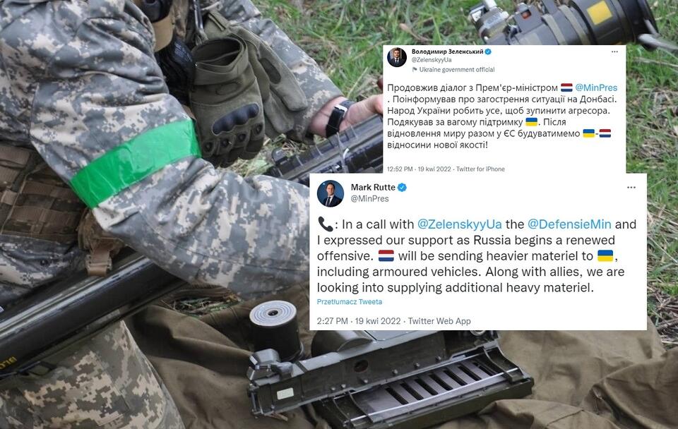 w tle - zdjęcie ukraińskiego żołnierze / autor: Facebook/Генеральний штаб ЗСУ / General Staff of the Armed Forces of Ukraine; Twitter