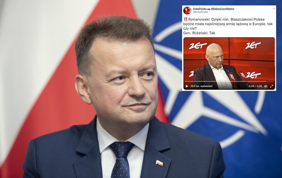 Wicepremier, szef MON Mariusz Błaszczak; Generał Mirosław Różański w Radiu ZET / autor: Fratria; Twitter/AnkaPolska (screenshot)