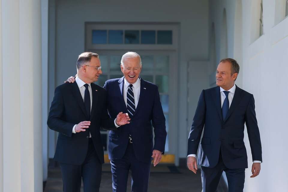 Prezydent RP Andrzej Duda, prezydent USA Joe Biden,   premier RP Donald Tusk  / autor: Jakub Szymczuk/KPRP
