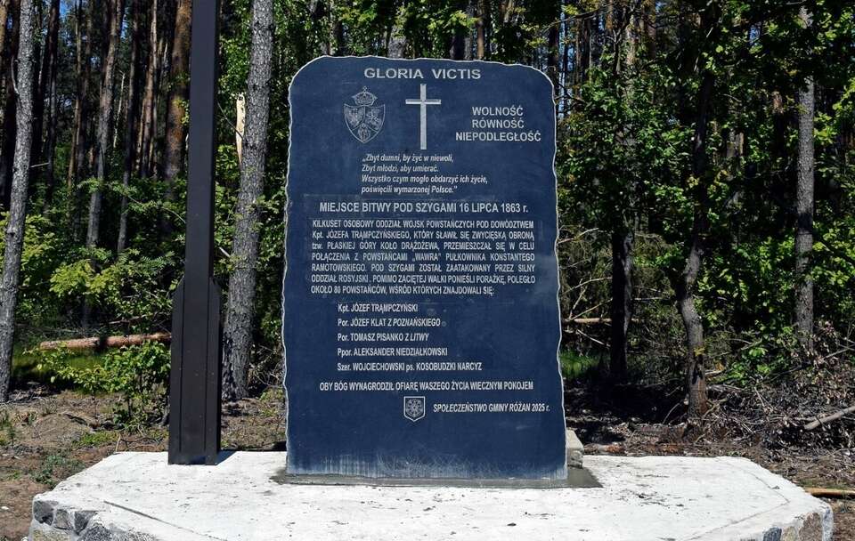 Pomnik upamiętniający bohaterów bitwy pod Szygami / autor: FB/Społeczny Komitet Budowy Pomnika Powstańców Styczniowych - Różan 2024