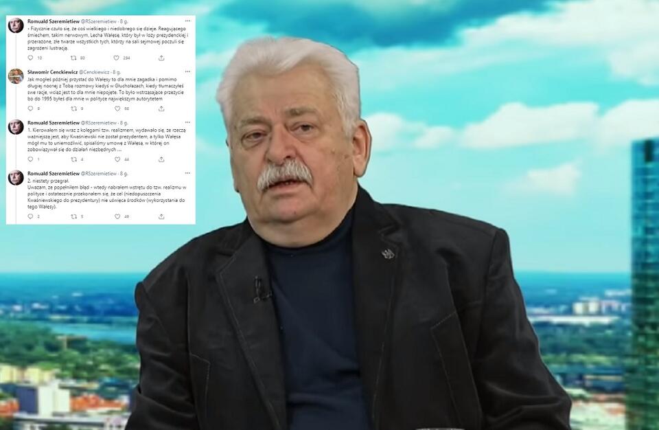 Prof. Romuald Szeremietiew i dyskusja z prof. Cenckiewiczem na TT / autor: wPolsce.pl, zrzut ekranu Twitter