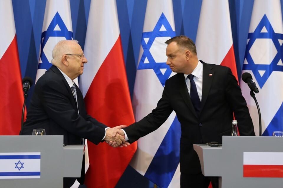 Prezydent Izraela Reuwen Riwlin i prezydent RP Andrzej Duda / autor: PAP/Andrzej Grygiel