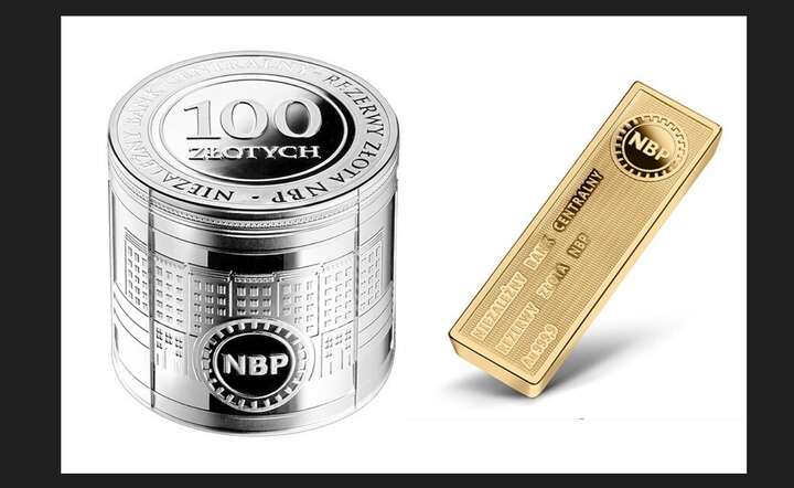 Srebrna i złota monety kolekcjonerskie „Rezerwy złota NBP" z nowej serii „Niezależny bank centralny" / autor: materiały prasowe NBP x 2
