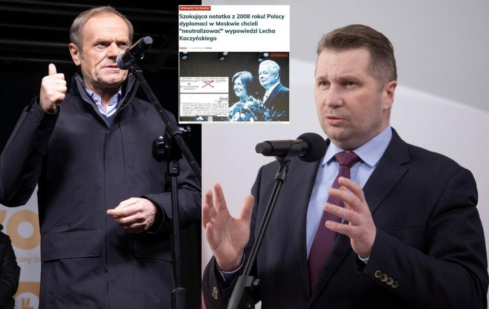 Donald Tusk/ Przemysław Czarnek / autor: Fratria; wPolityce.pl (screenshot)