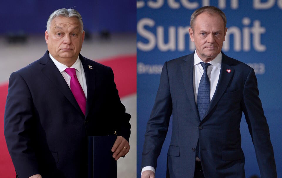 Viktor Orban, Donald Tusk / autor: PAP/EPA/OLIVIER MATTHYS/PAP/Marcin Obara