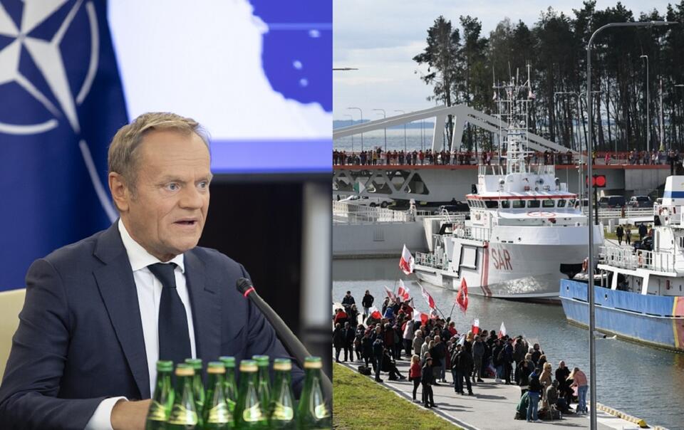 Przewodniczący PO, Donald Tusk/Uroczystość otwarcia kanału żeglugowego przez Mierzeję Wiślaną / autor: Fratria/PAP/Adam Warżawa