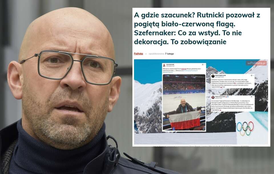 Rutnicki tłumaczył się z pogiętej flagi / autor: Fratria