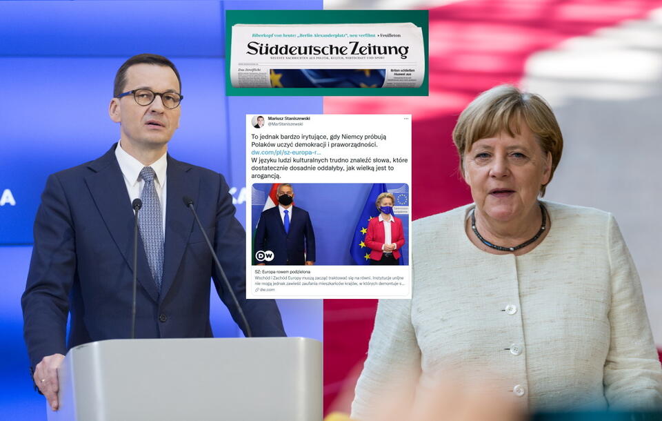 Morawiecki i Merkel / autor: Fratria/Twitter/sueddeutsche.de