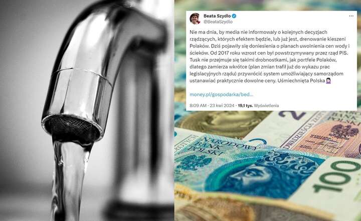 Rząd Donalda Tuska wraca do sposobu ustalania cen wody sprzed reformy PiS z 2017 r. / autor: Pixabay / Fratria AS / X screen @BeataSzydlo
