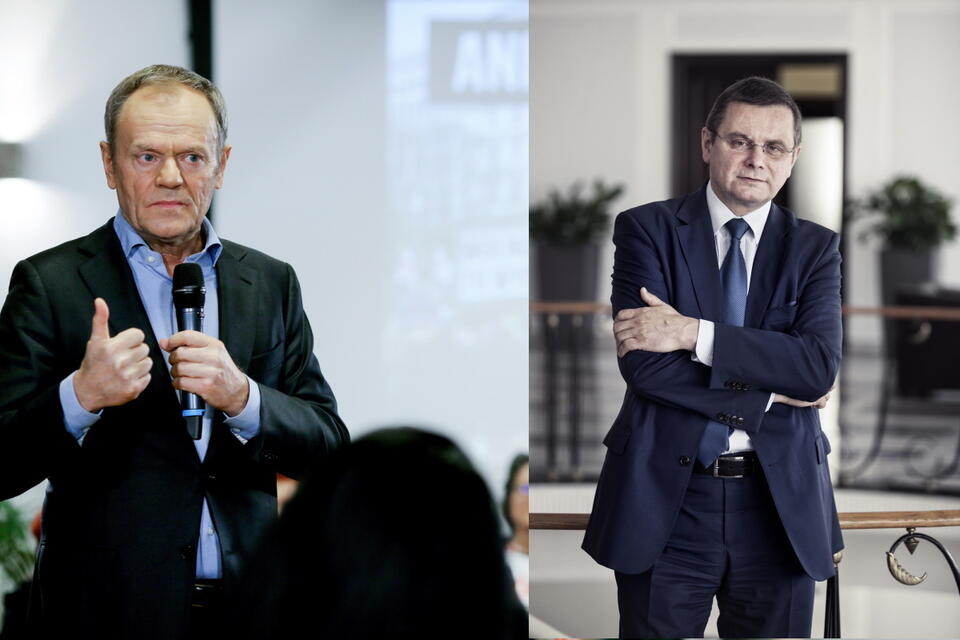 Donald Tusk / Jerzy Polaczek / autor: PAP/Zbigniew Meissner / Fratria