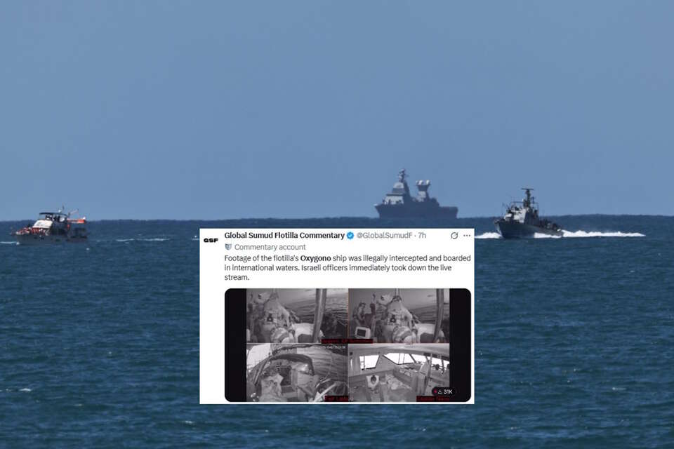 Flotylla dla Strefy Gazy / autor: PAP-EPA/X-Global Sumud Flotilla Commentary, screen