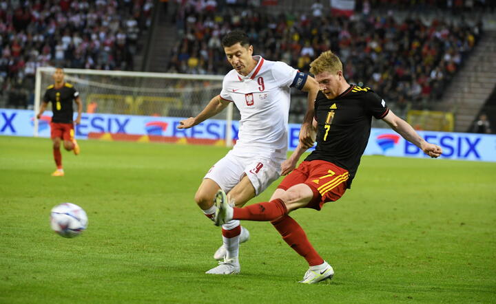 Robert Lewandowski w meczu Polska:Belgia w Brukseli / autor: fotoserwis PAP