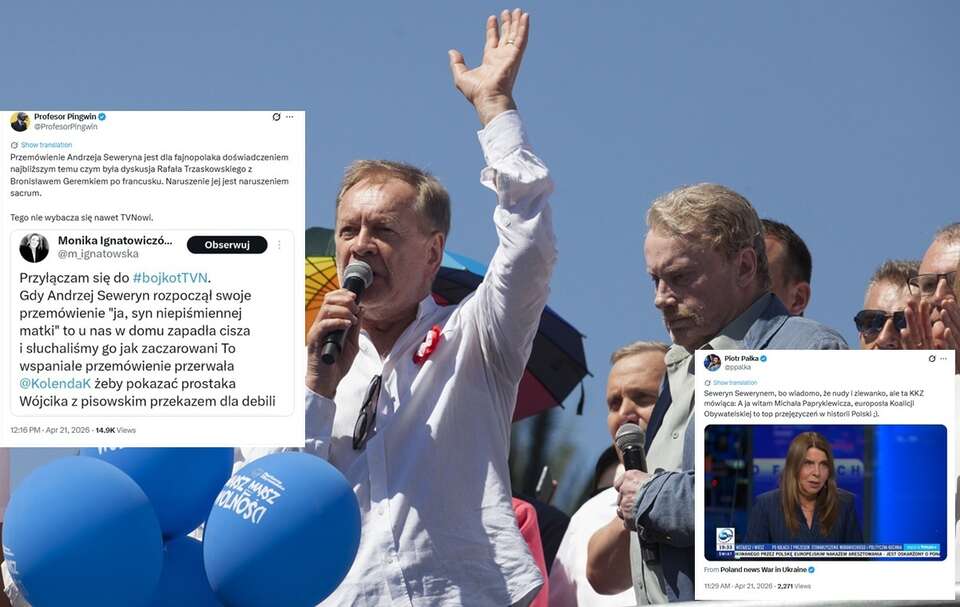 Aktor Andrzej Seweryn na "Marszu Wolności" organizowanym w 2018 r. przez ówczesną opozycję / autor: Fratria