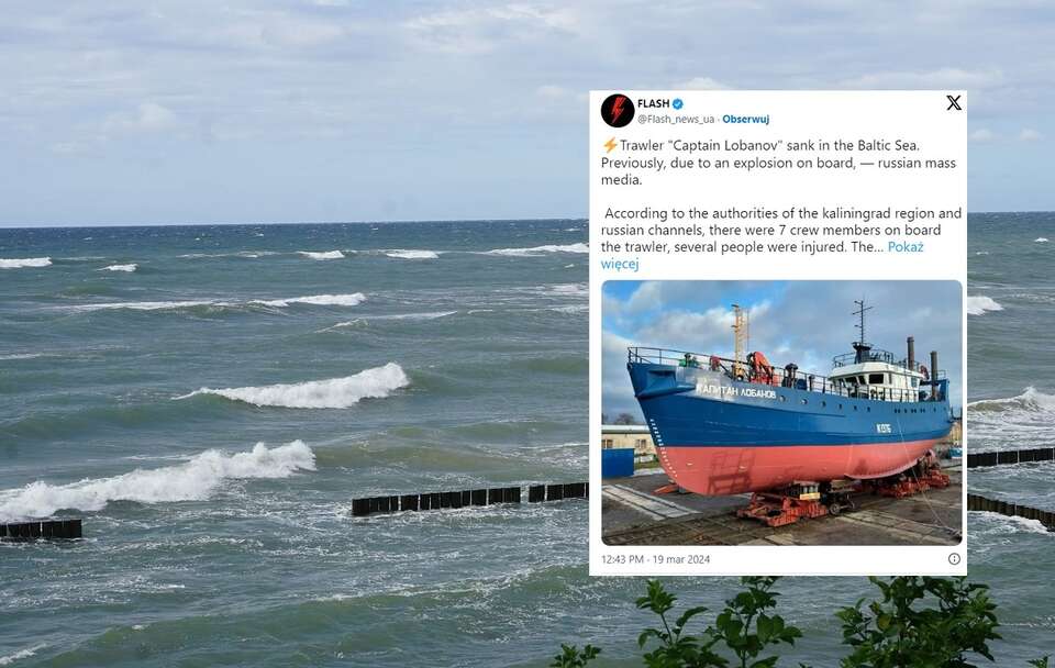 Pożar rosyjskiego statku u wybrzeża obwodu królewieckiego