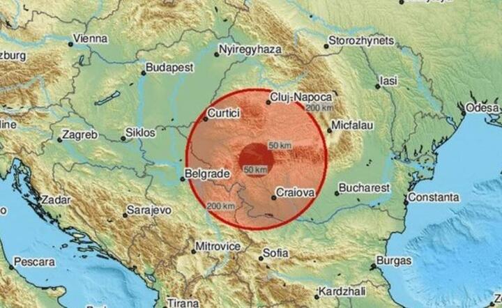 Trzęsienie ziemi/mapa / autor: PAP/EMCS/Twitter
