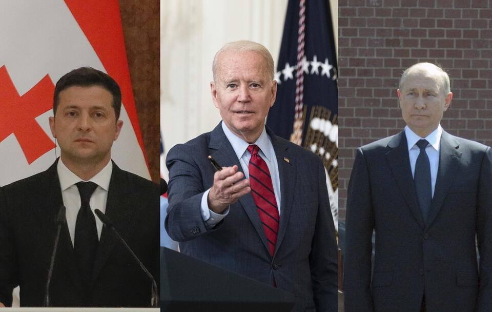 Władimir Putin, Wołodymir Zełenski, Joe Biden / autor: PAP/EPA