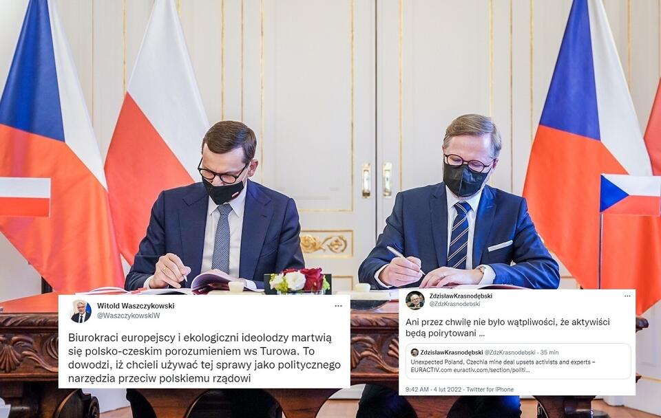 Mateusz Morawiecki i Petr Fiala podpisują porozumienie ws. Turowa / autor: PAP/EPA;Twitter