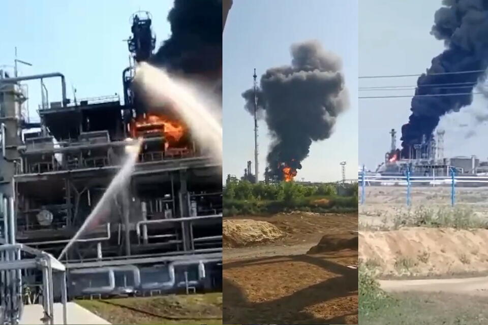 Pożar rafinerii w Nowoszachtyńsku / autor: screenshot Twitter NEXTA