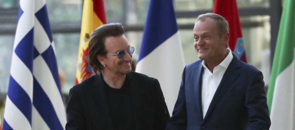 Bono, Donald Tusk / autor: PAP/EPA