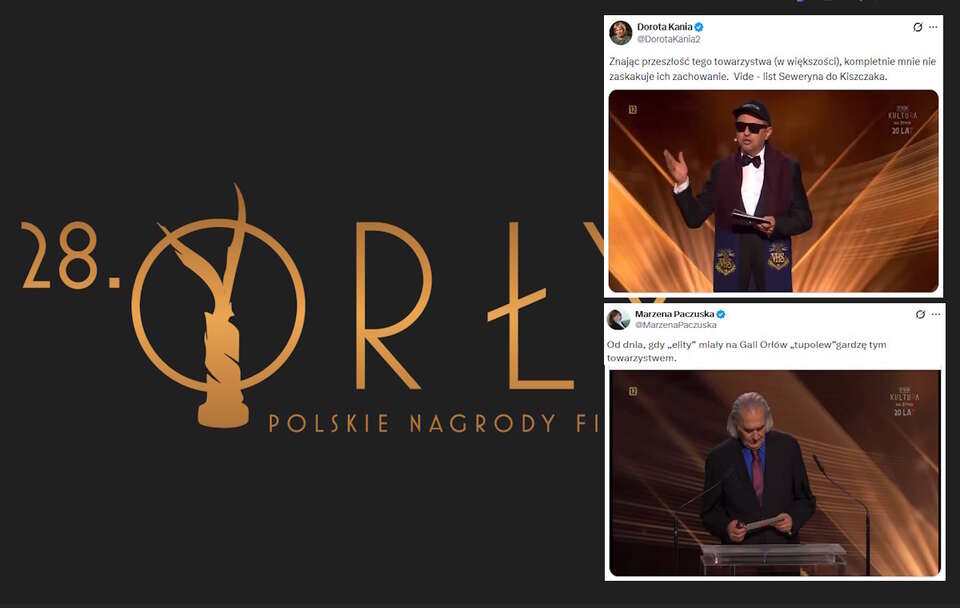 Prowadzący galę Andrzej Konopka udawał księdza, a aktor Olgierd Łukaszewicz zadeklarował lojalność względem UE.  / autor: pnf.pl/dla-prasy/X