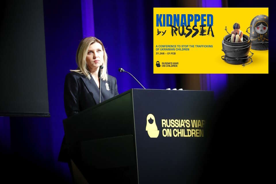 Ołena Zełenska podczas międzynarodowej konferencji na temat uprowadzania przez Rosję dzieci z Ukrainy (Russia's War on Children - Wojna Rosji przeciwko Dzieciom) / autor: PAP/EPA/TOMS KALNINS / twitter.com/Rigas_pils